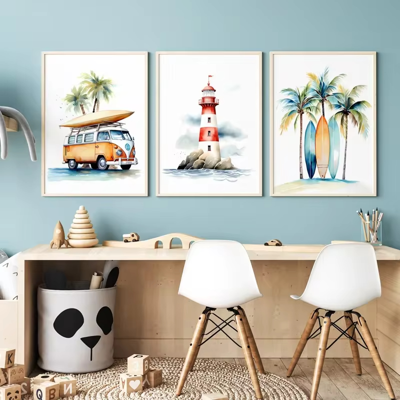 Baby Nursery Mirror - Surf Ocean Themen Kindergarten Strand Leuchtturm