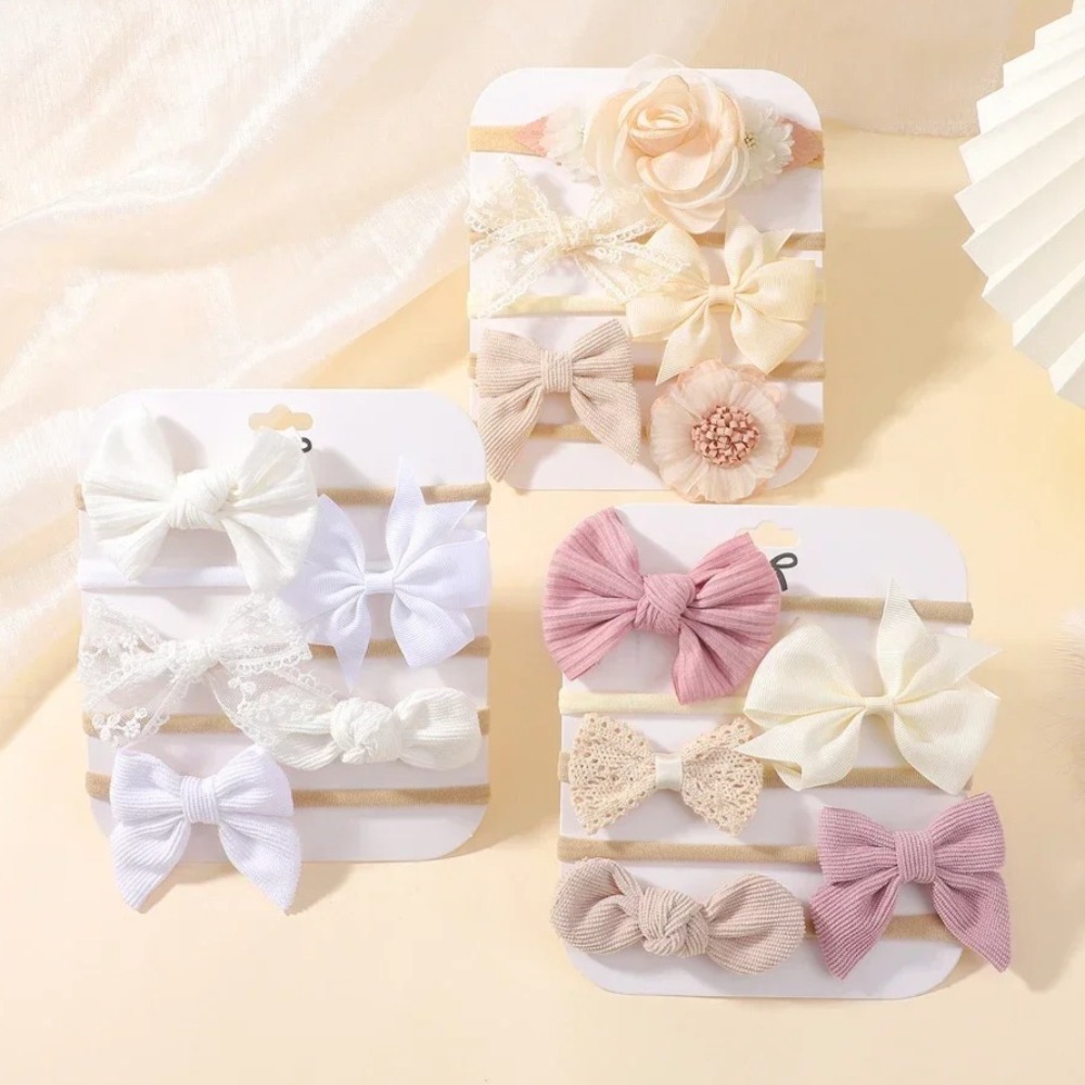 Baby Nursery Set - 5Pcs Baby Blume Spitze Bogen Stirnband