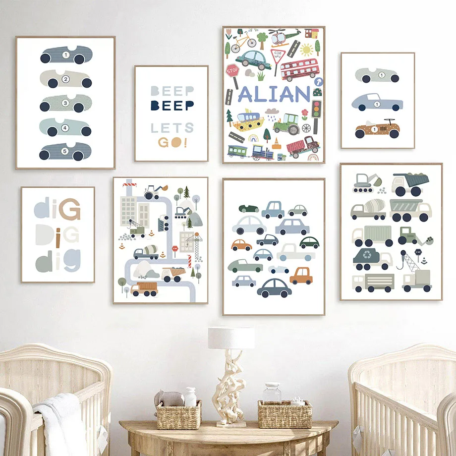 Baby Boy Nursery Quotes - Traktor LKW Bagger Bulldozer Auto Bus