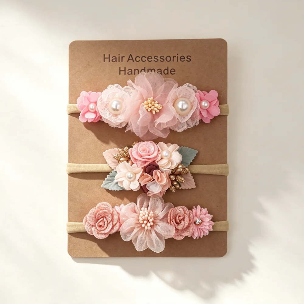 Baby Nursery Set - 3-teiliges Set Elastische Stirnbänder für Babymädchen