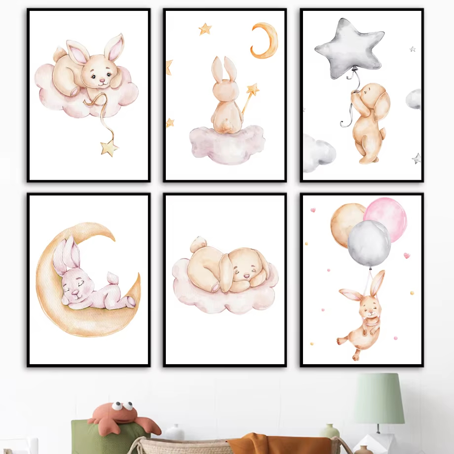 Nette Aquarell Kaninchen Mond  – Baby Nursery Mirror Bewertung und Preis