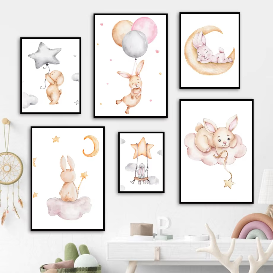 Nette Aquarell Kaninchen Mond  – Baby Nursery Mirror Bewertung und Preis