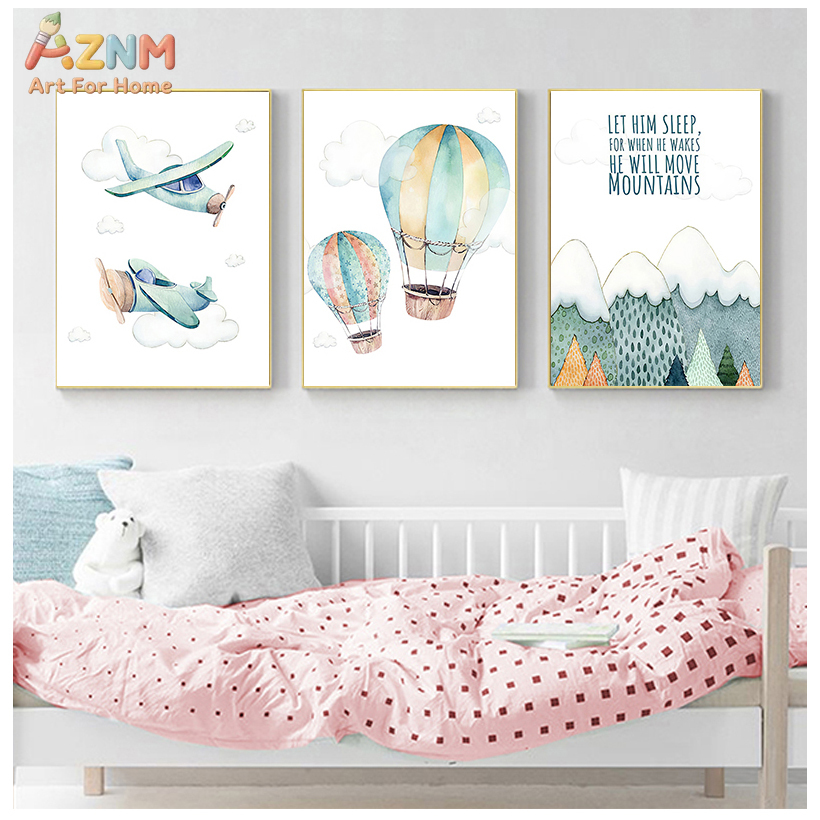 AZNM Aquarell-Flugzeug-Heißluf – Baby Boy Nursery Quotes Bewertung und Preis