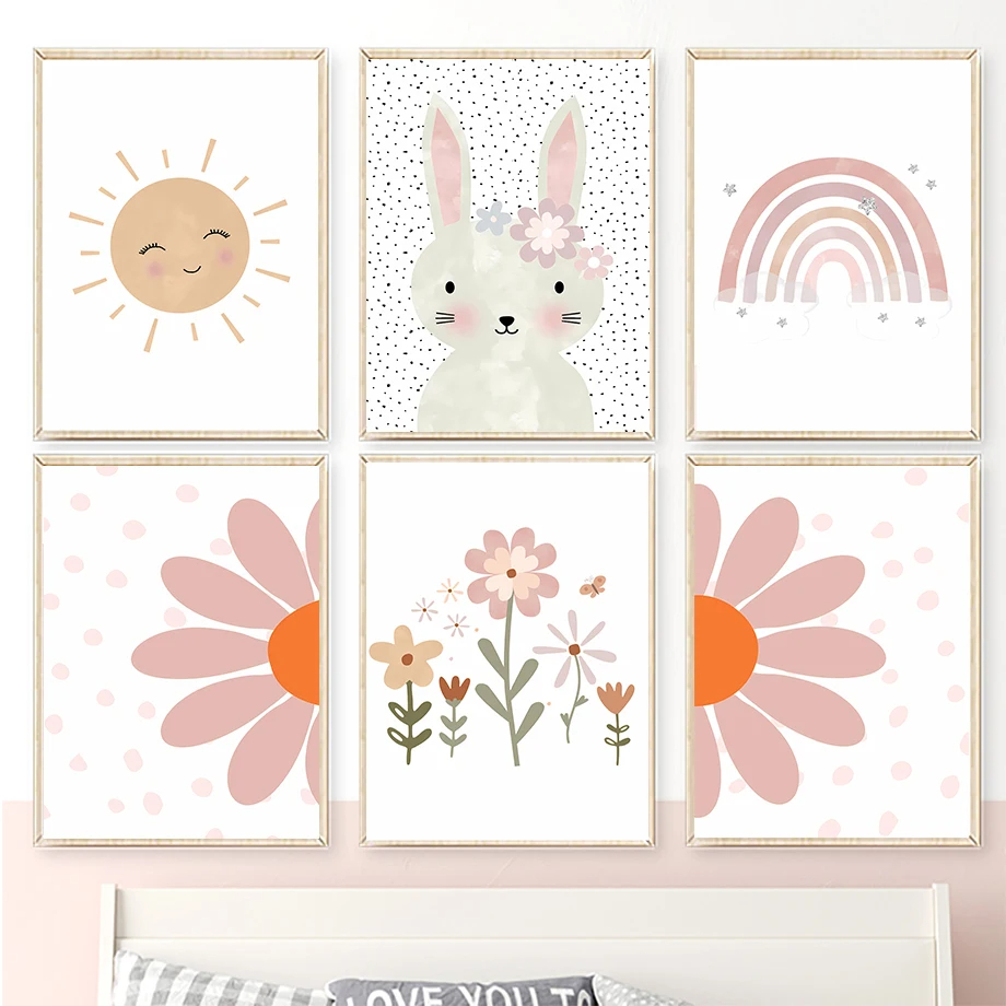 Boho Kaninchen Blume Sonne Reg – Baby Nursery Mirror Bewertung und Preis